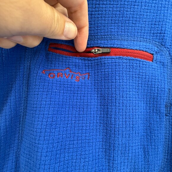 Orvis Trout Bum Fleece Blue Red Full Zipper Size XXL Outdoor Hiking Athletic - Picture 4 of 14